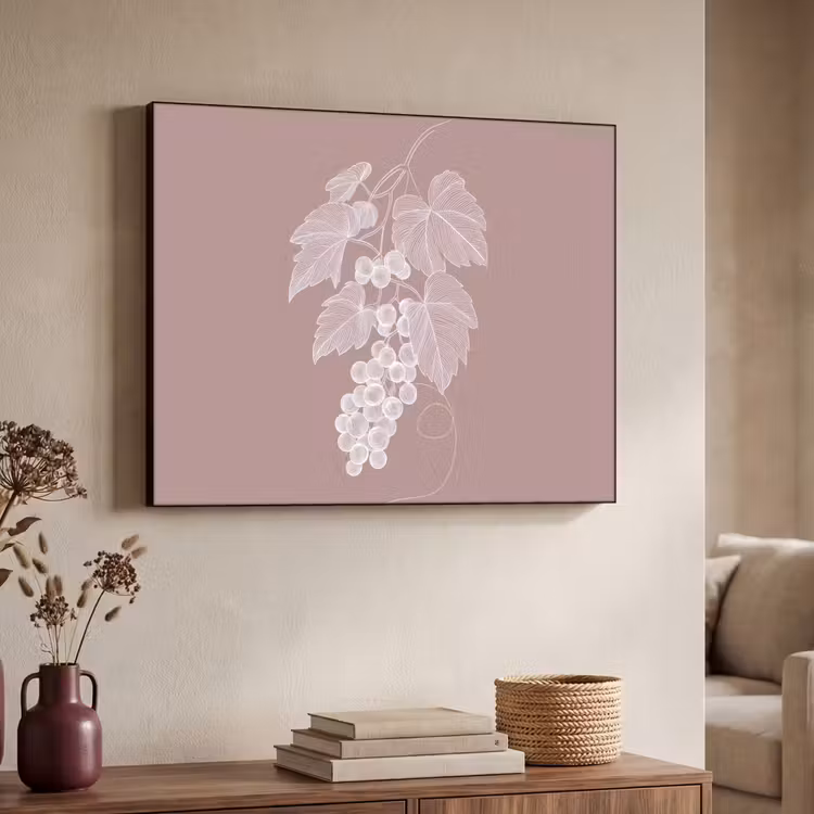 Tros - Druiven - Illustratie - Bladeren Textielframe - compleet frame klein -sfeer3