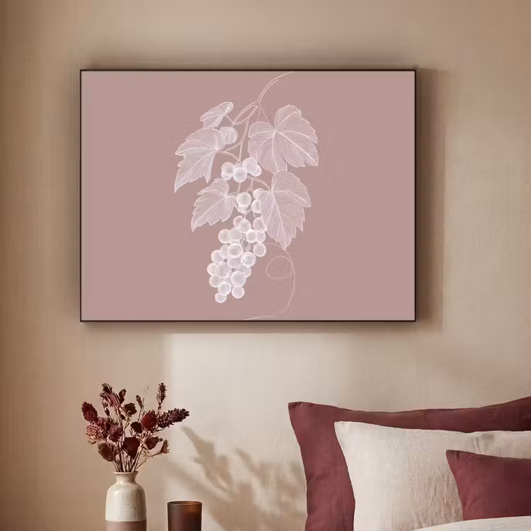 Tros - Druiven - Illustratie - Bladeren Textielframe - compleet frame klein -sfeer1