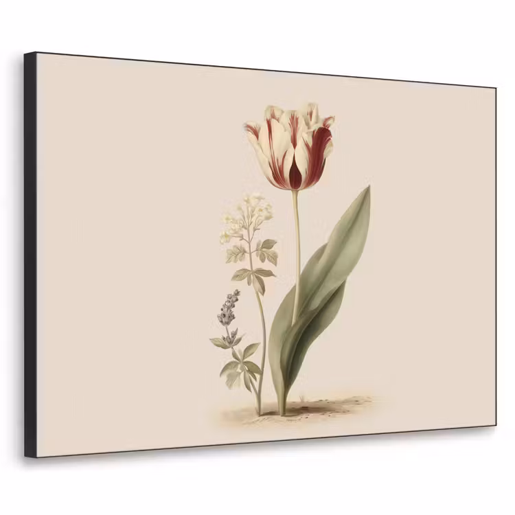 Tulp - Minimalistisch - Beige Textielframe - compleet frame klein -3d