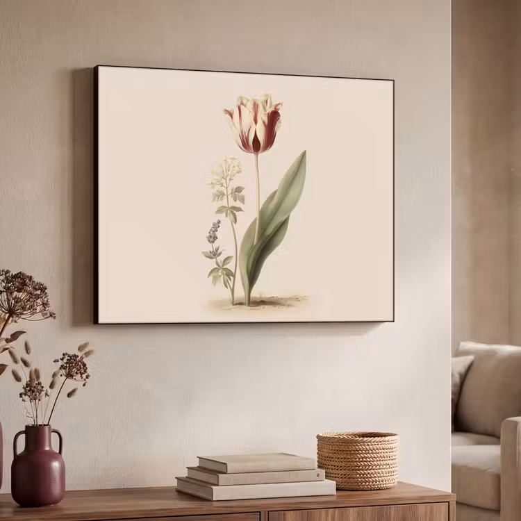Tulp - Minimalistisch - Beige Textielframe - compleet frame klein -sfeer3