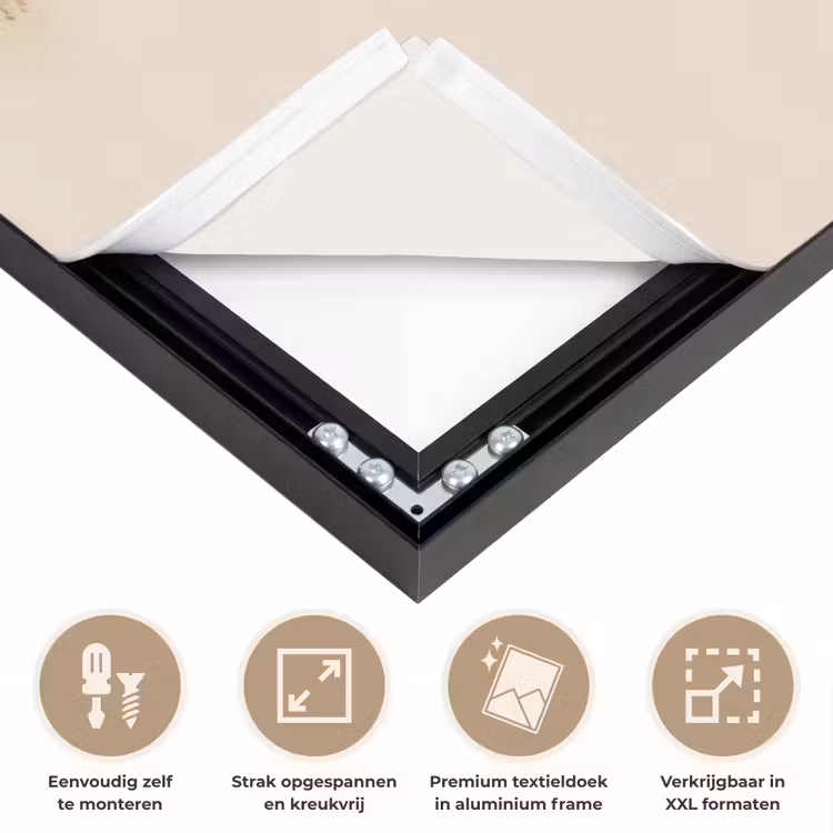 Tulp - Minimalistisch - Beige Textielframe zwart klein -USP_feed_closeupNL
