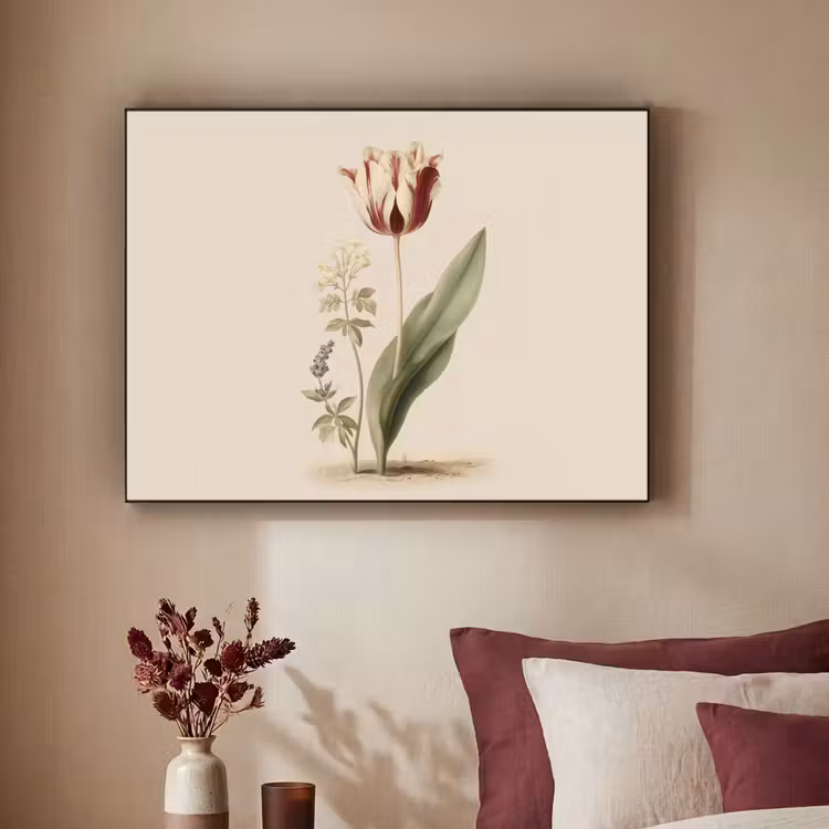 Tulp - Minimalistisch - Beige Textielframe - compleet frame klein -sfeer1
