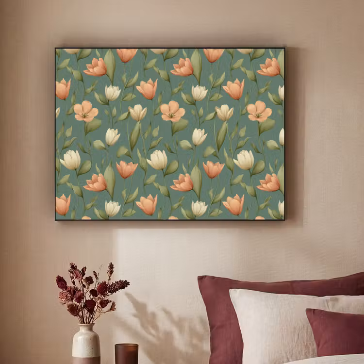 Tulpen - Botanisch - Groen Textielframe zwart klein 947 -sfeer1
