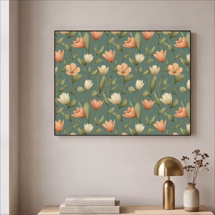 Tulpen - Botanisch - Groen Textielframe zwart klein 947 -sfeer2