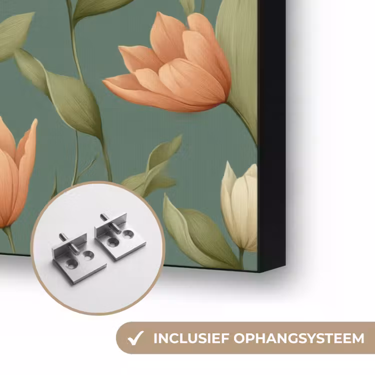 Tulpen - Botanisch - Groen Textielframe zwart klein 947 -USP_ophangsysteemNL