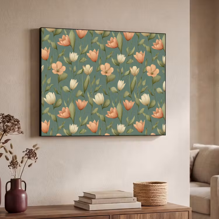 Tulpen - Botanisch - Groen Textielframe zwart klein 947 -sfeer3