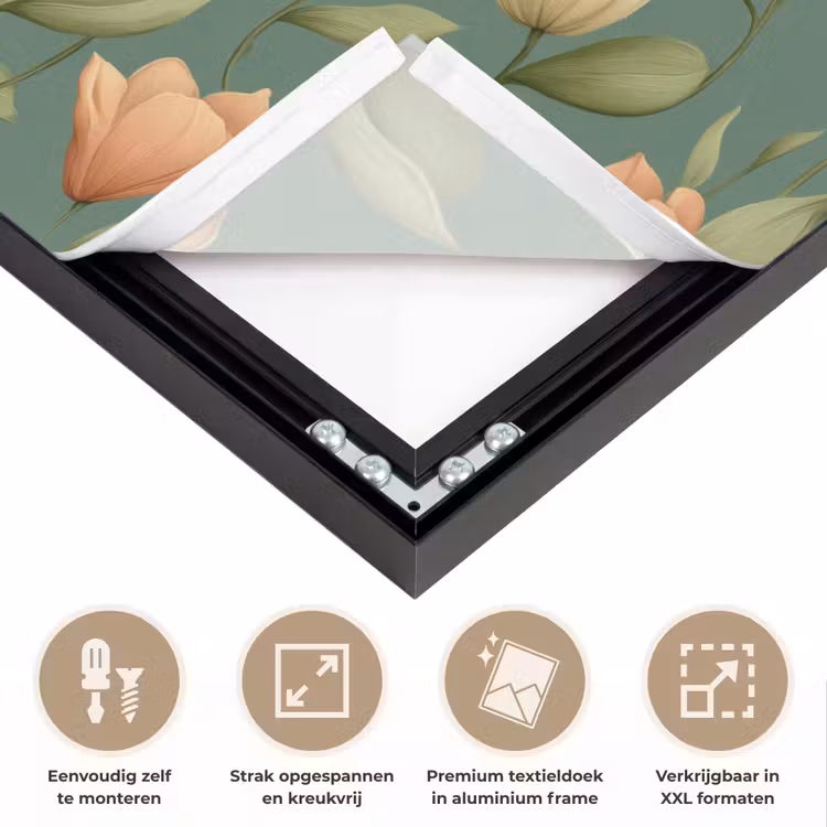 Tulpen - Botanisch - Groen Textielframe zwart klein 947 -USP_feed_closeupNL