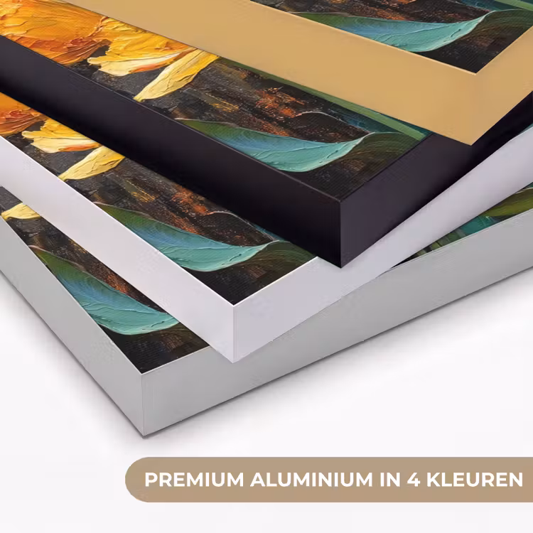 Tulpen - Geel - Penseelstreken - Abstract Textielframe zwart klein -USP_kleurenNL