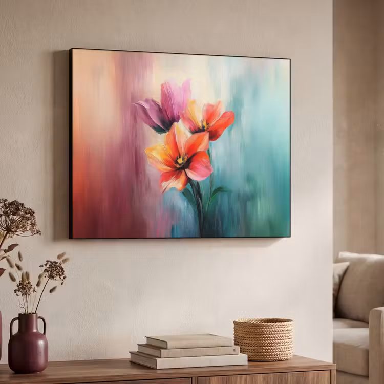 Tulpen - Lichtreflecties - Kleurverloop Textielframe - compleet frame klein -sfeer3