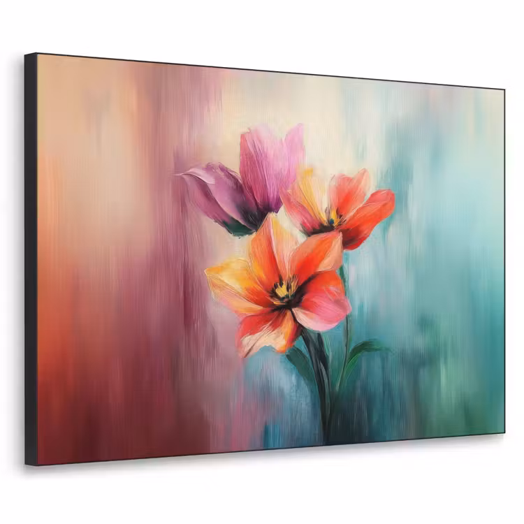 Tulpen - Lichtreflecties - Kleurverloop Textielframe zwart klein -3d