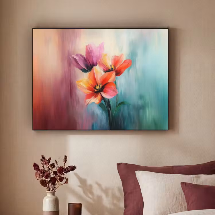 Tulpen - Lichtreflecties - Kleurverloop Textielframe - compleet frame klein -sfeer1
