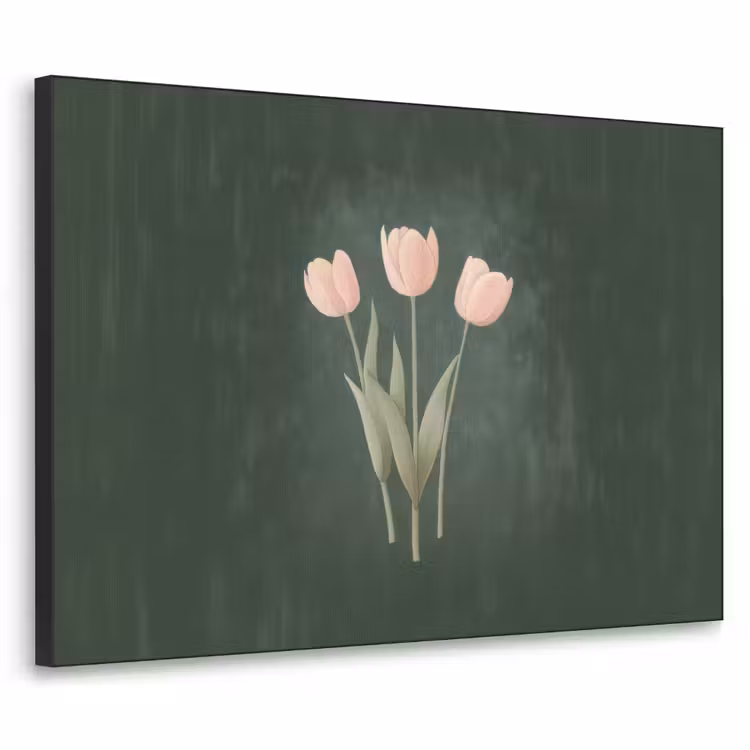Tulpen - Liefde - Donkergroen Textielframe zwart klein -3d