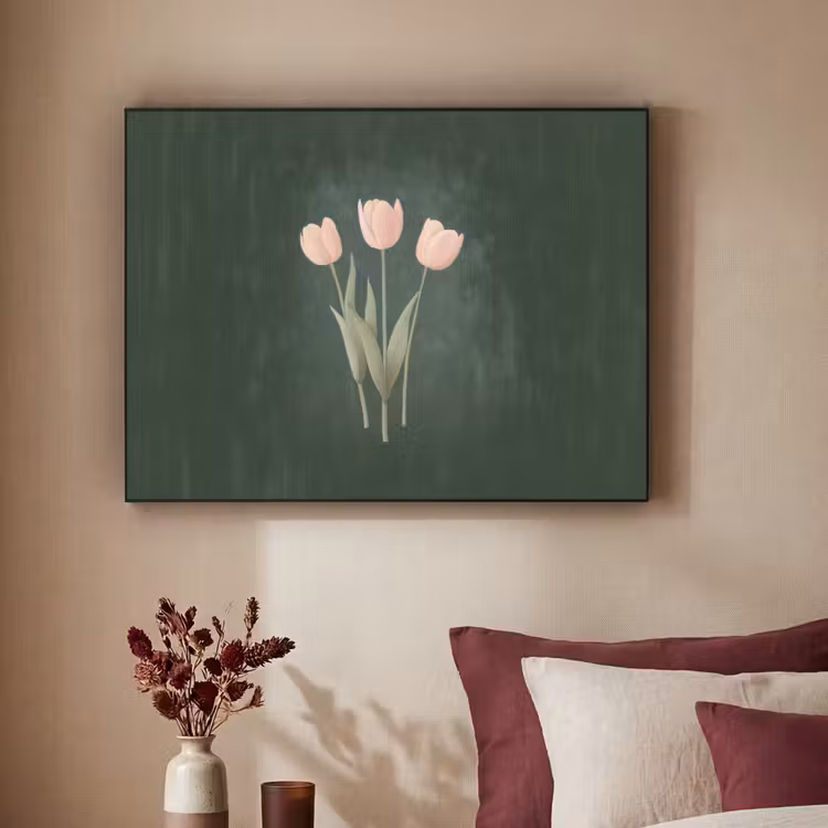Tulpen - Liefde - Donkergroen Textielframe zwart klein -sfeer1