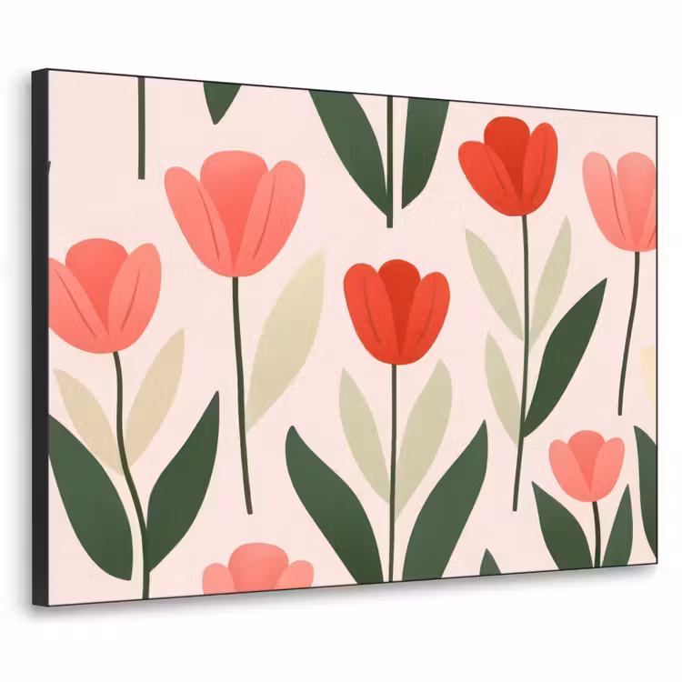 Tulpen - Modern - Roze Textielframe - compleet frame klein -3d