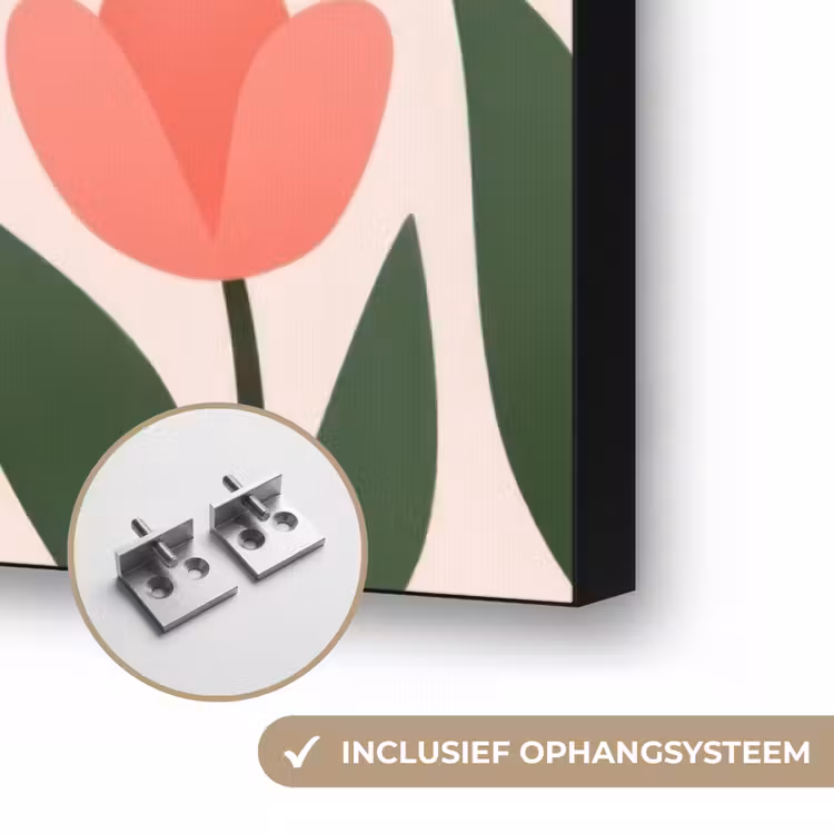 Tulpen - Modern - Roze Textielframe zwart klein -USP_ophangsysteemNL