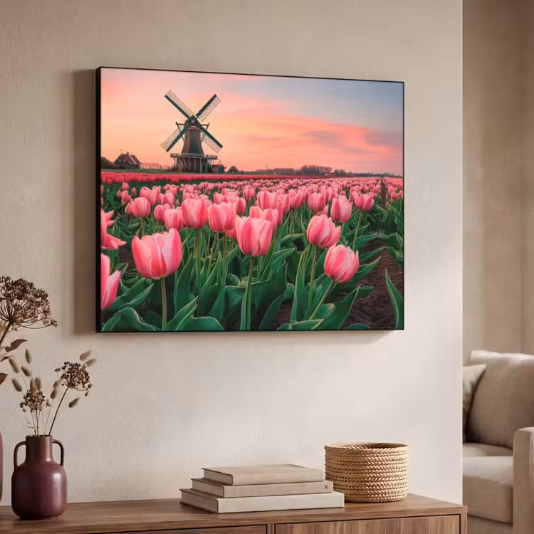 Tulpen - Molen - Nederland Textielframe - compleet frame klein -sfeer3