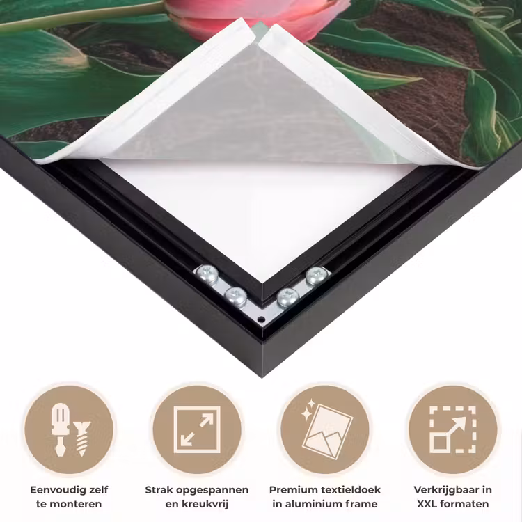 Tulpen - Molen - Nederland Textielframe zwart klein -USP_feed_closeupNL