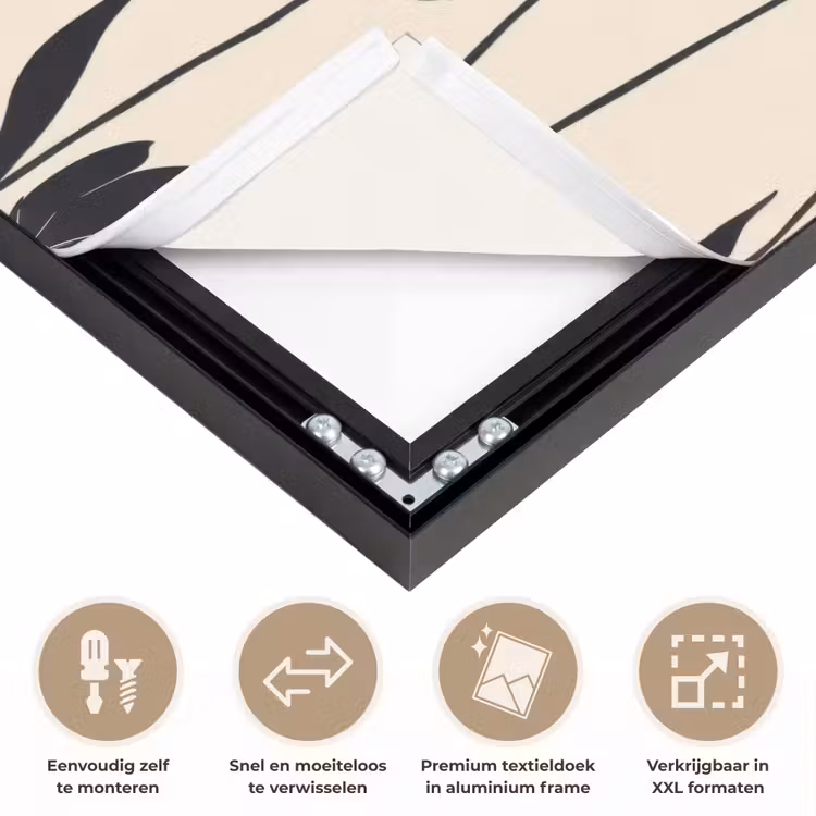 Tulpen - Patroon - Zwart Textielframe zwart klein 947 -USP_closeupNL