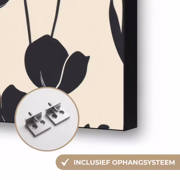Tulpen - Patroon - Zwart Textielframe zwart klein 947 -USP_ophangsysteemNL