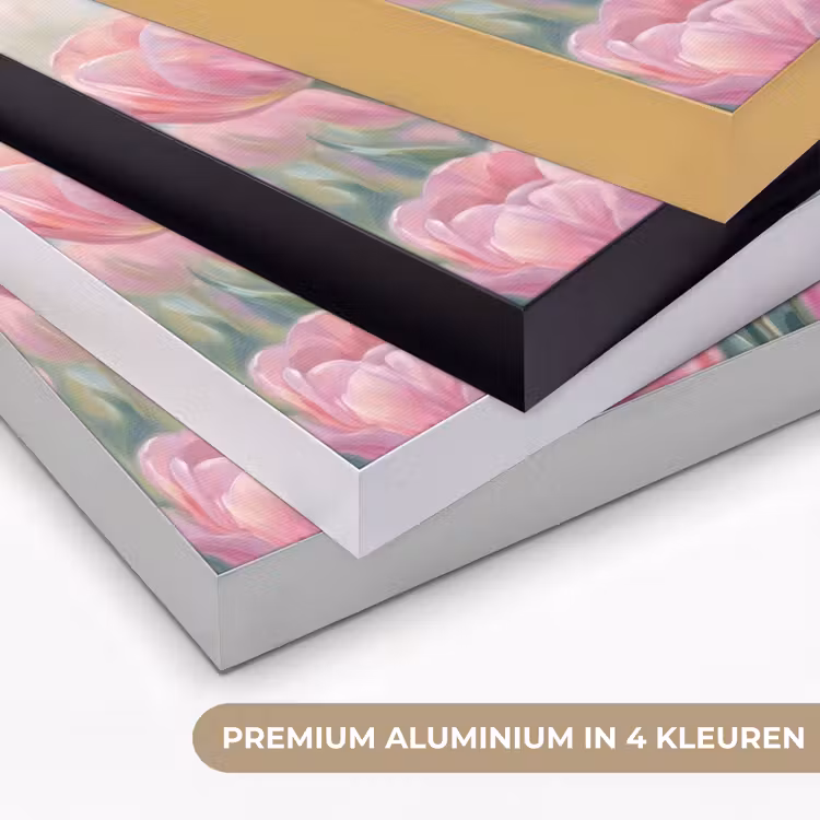 Tulpen - Veld - Lente - Roze Textielframe zwart klein -USP_kleurenNL