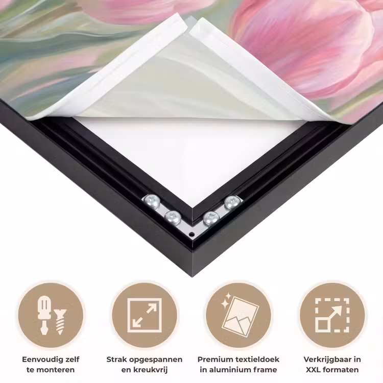 Tulpen - Veld - Lente - Roze Textielframe zwart klein -USP_feed_closeupNL