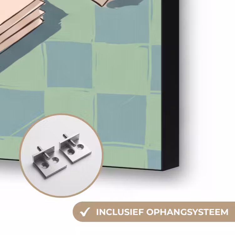 Typemachine - Kantoor - Vintage - Illustratie - Groen Textielframe zwart klein -USP_ophangsysteemNL