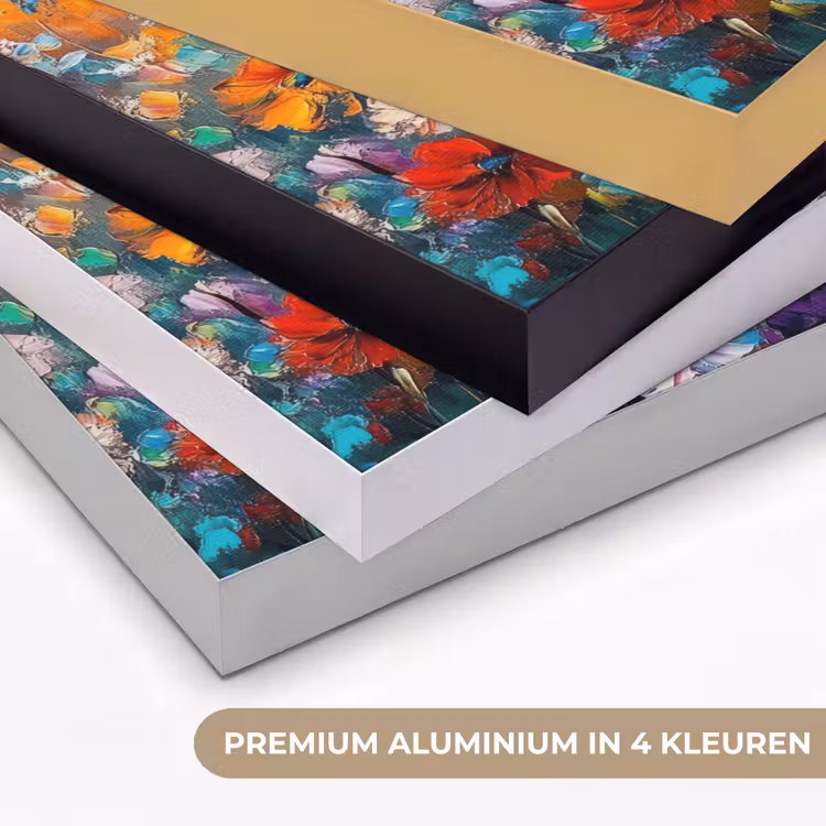 Uil - Bloemen - Kunst - Zonsondergang Textielframe zwart klein -USP_kleurenNL