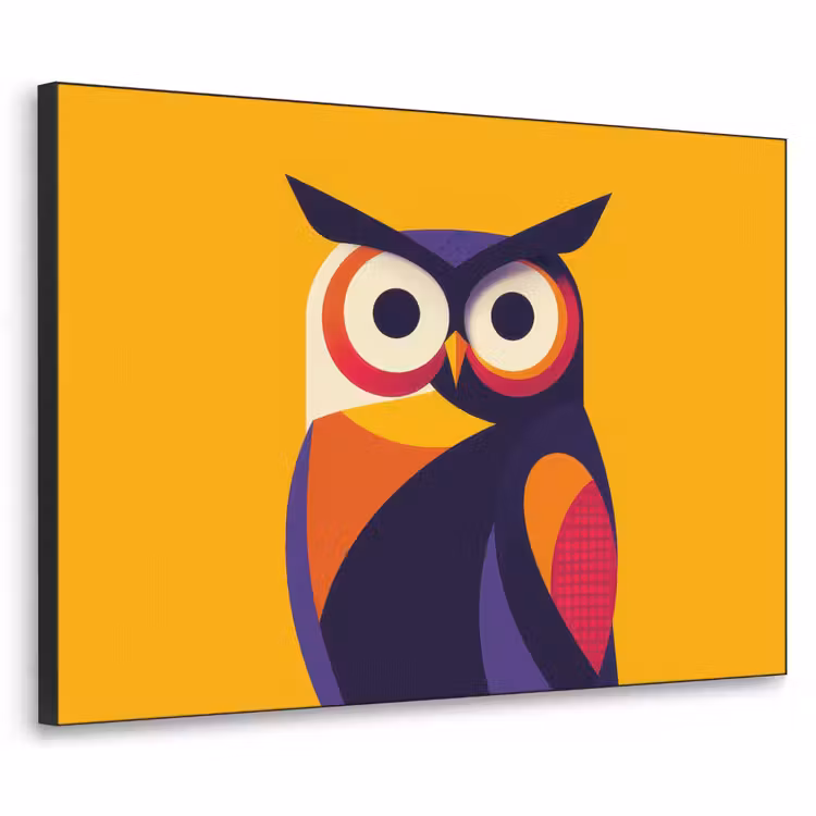Uil - Grafisch - Kleurrijk - Ogen Textielframe - compleet frame klein -3d