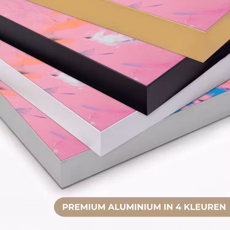 Uil - Roze - Blauw - Verf - Abstract Textielframe zwart klein -USP_kleurenNL