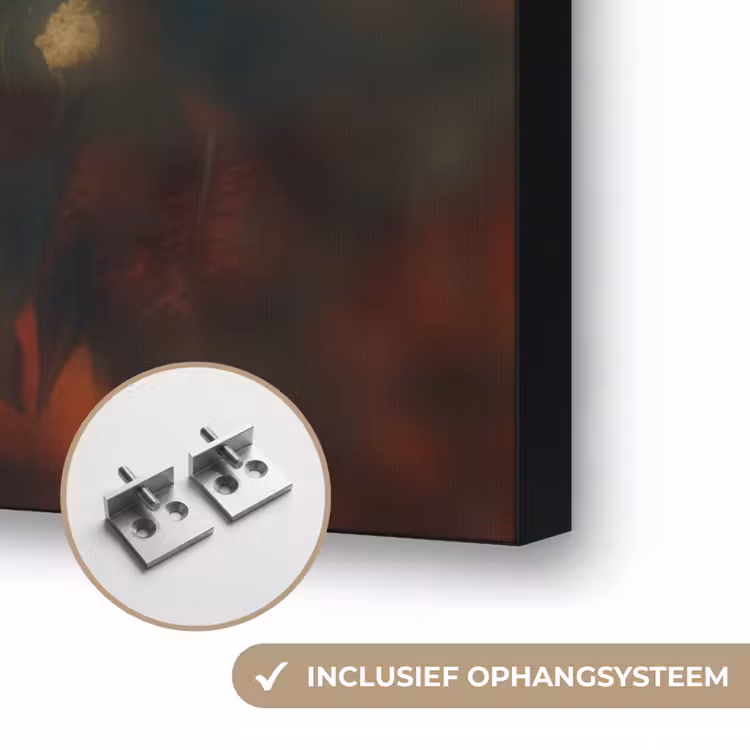 Uil - Vogel - Bloemen - Planten - Botanisch Textielframe zwart klein -USP_ophangsysteemNL