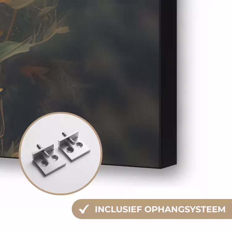 Uil - Vogels - Bloemen - Natuur Textielframe zwart klein -USP_ophangsysteemNL