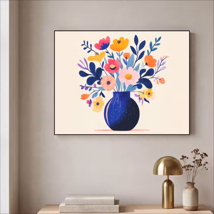 Vaas - Bloemen - Boeket Textielframe zwart klein -sfeer2