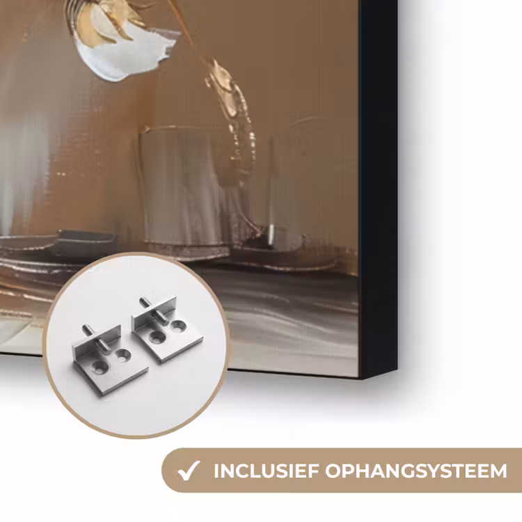 Vaas - Bloemen - Kunst - Goud Textielframe zwart klein -USP_ophangsysteemNL