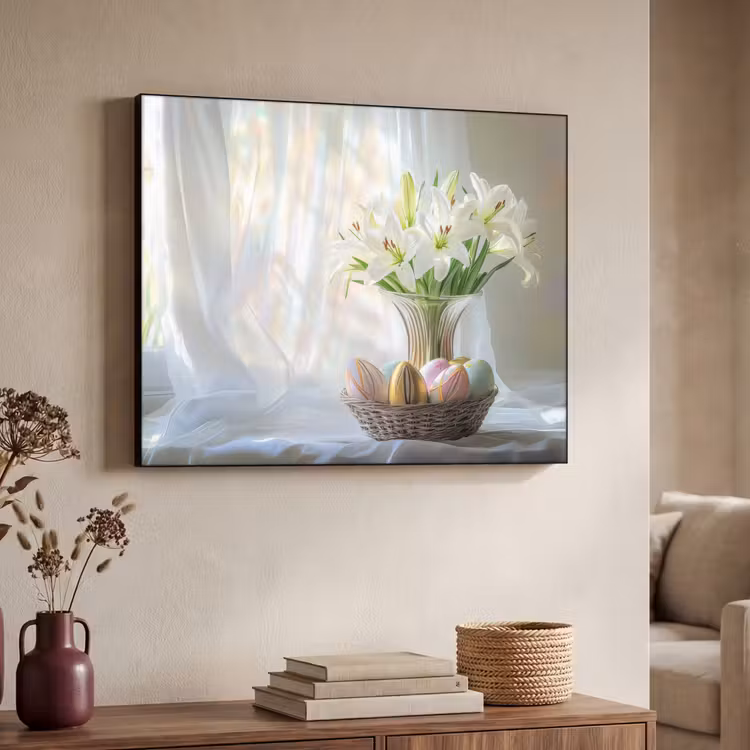 Vaas - Eieren - Bloemen Textielframe zwart klein -sfeer3