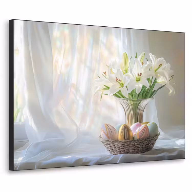 Vaas - Eieren - Bloemen Textielframe zwart klein -3d