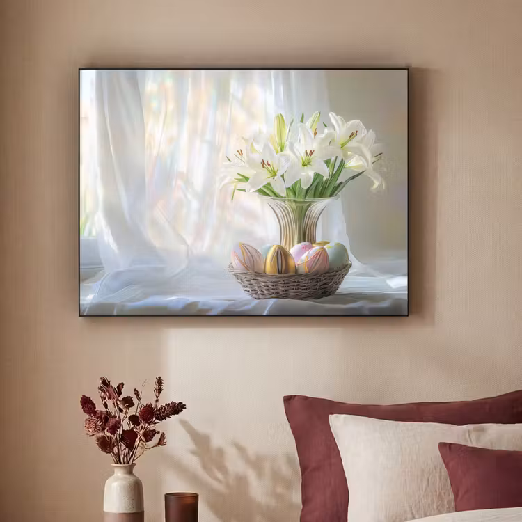 Vaas - Eieren - Bloemen Textielframe - compleet frame klein -sfeer1
