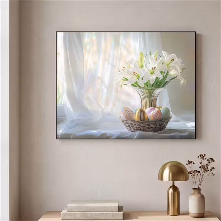 Vaas - Eieren - Bloemen Textielframe zwart klein -sfeer2