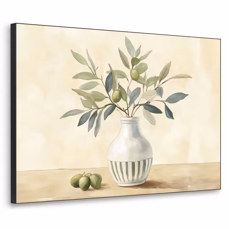 Vaas - Keramiek - Olijftakken Textielframe zwart klein -3d
