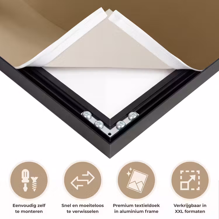 Vaas - Olijftakken - Bladeren - Beige Textielframe zwart klein -USP_closeupNL