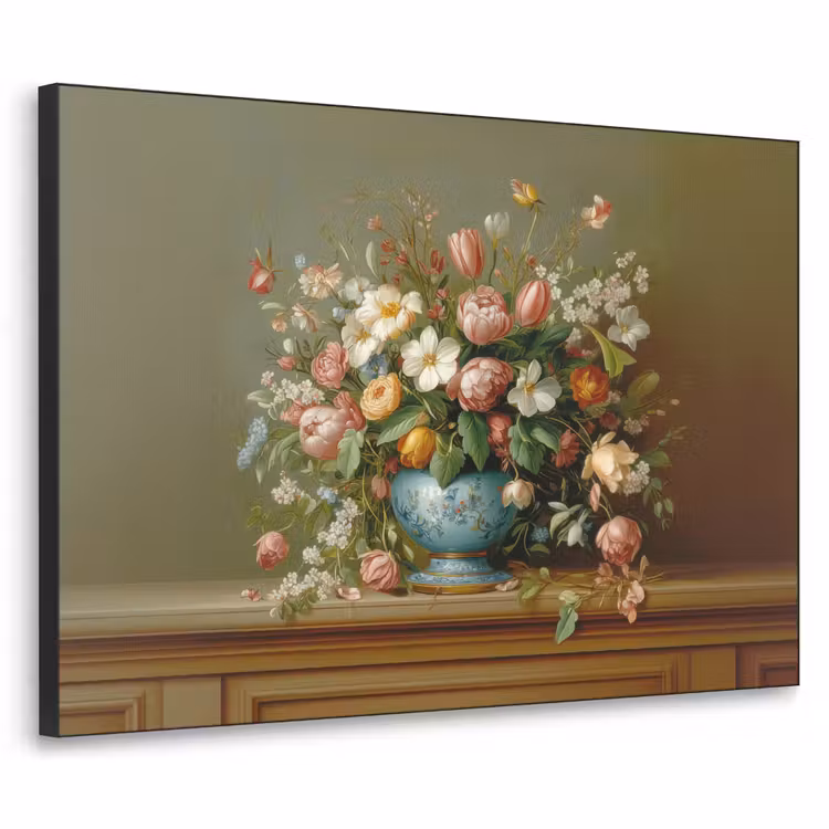 Vaas - Pastel - Kleuren - Bloemen Textielframe - compleet frame klein -3d
