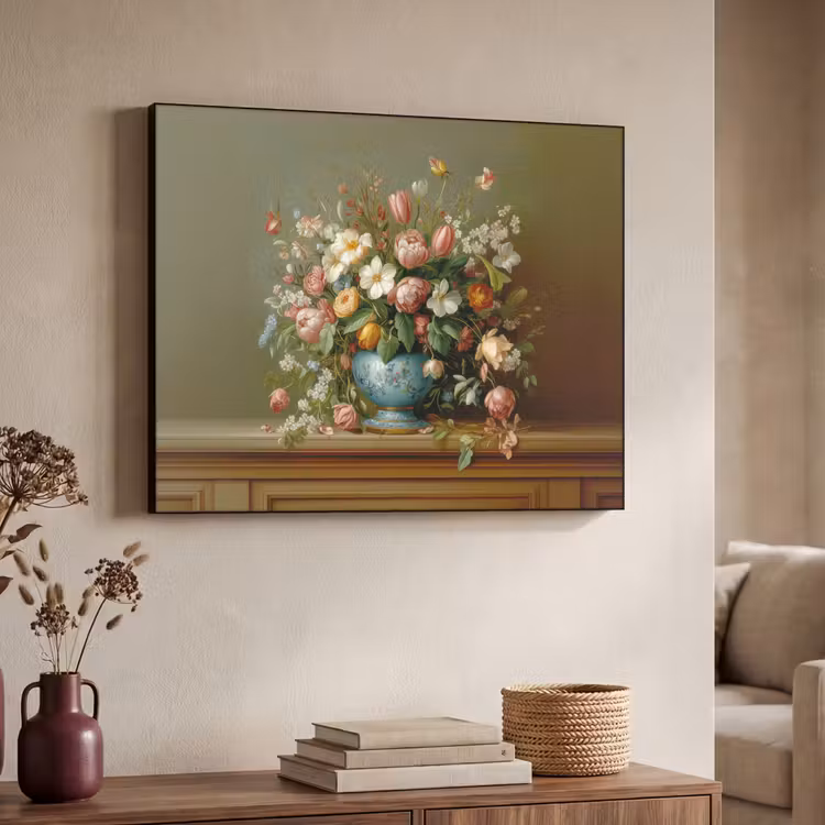 Vaas - Pastel - Kleuren - Bloemen Textielframe - compleet frame klein -sfeer3