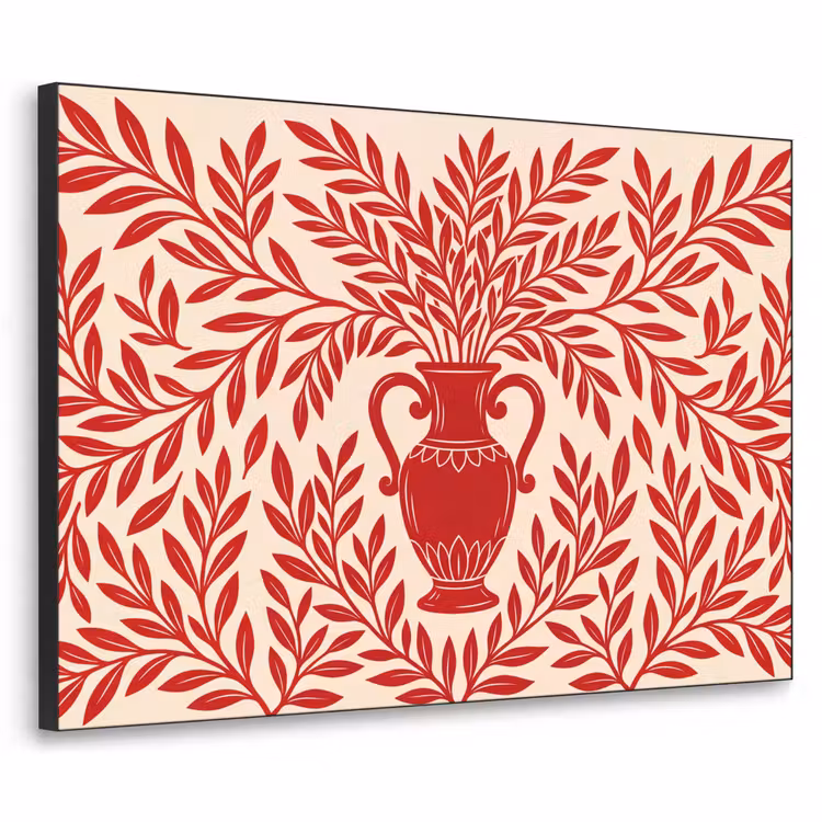 Vaas - Planten - Decoratie - Abstract - Rood Textielframe zwart klein -3d