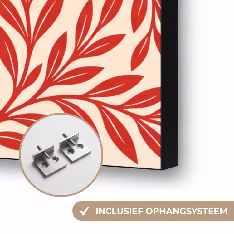 Vaas - Planten - Decoratie - Abstract - Rood Textielframe zwart klein -USP_ophangsysteemNL
