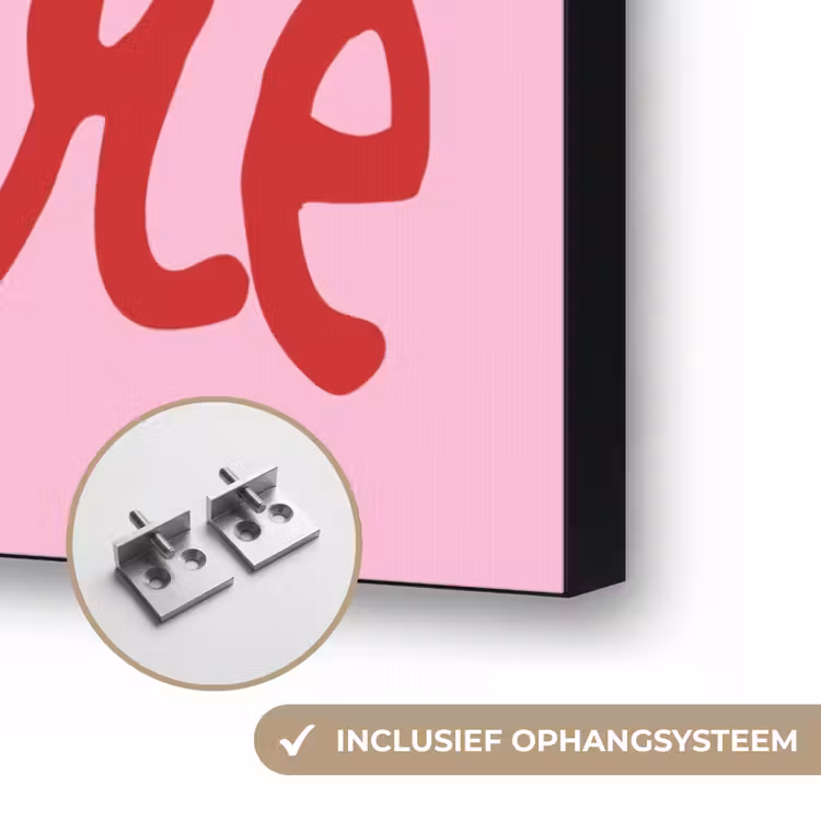 Valentijn - Hart - Liefde - Roze Textielframe zwart klein -USP_ophangsysteemNL