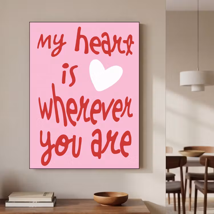 Valentijn - Hart - Liefde - Roze Textielframe - compleet frame klein -sfeer2