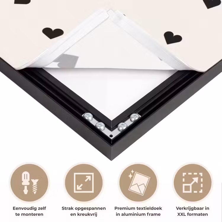Valentijn - Hart - Wit - Zwart Textielframe zwart klein 947 -USP_feed_closeupNL