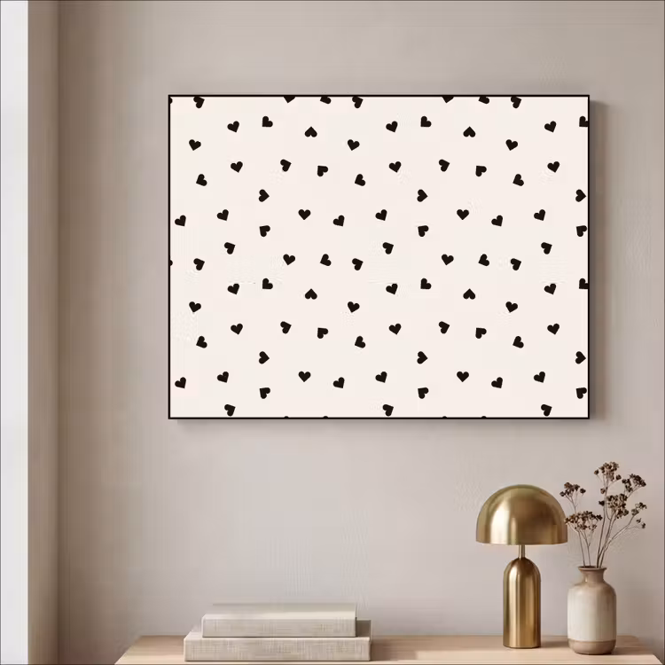 Valentijn - Hart - Wit - Zwart Textielframe zwart klein 947 -sfeer2