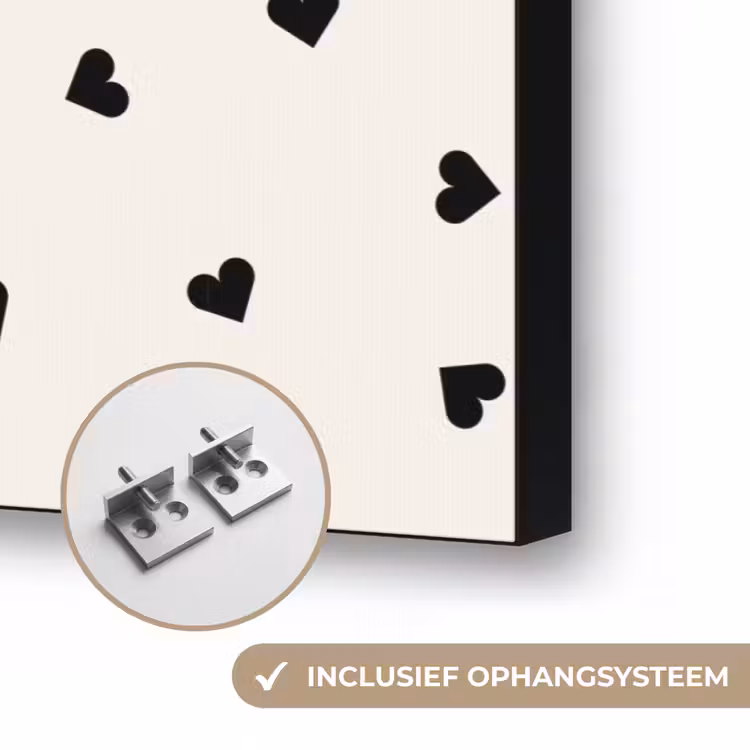 Valentijn - Hart - Wit - Zwart Textielframe zwart klein 947 -USP_ophangsysteemNL