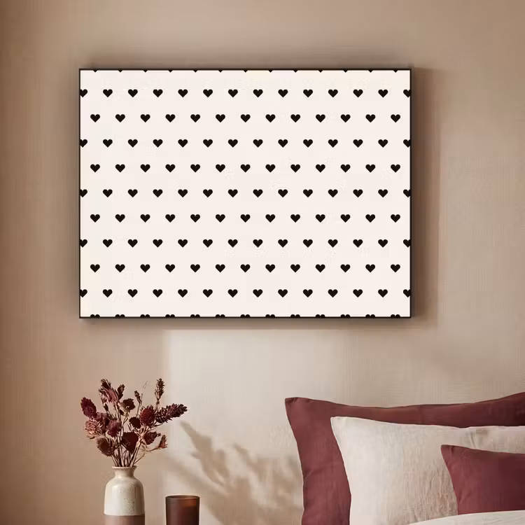 Valentijn - Hart - Wit - Zwart Textielframe - compleet frame klein 947 -sfeer1
