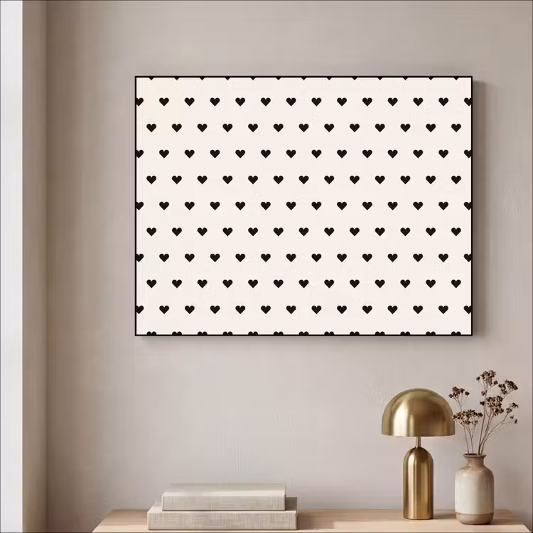 Valentijn - Hart - Wit - Zwart Textielframe zwart klein 947 -sfeer2